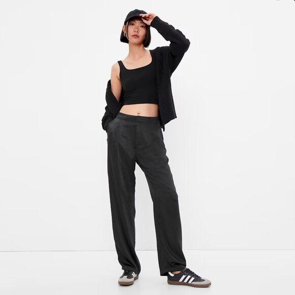 High Rise Pleated Satin Trousers NWOT - Picture 1 of 11
